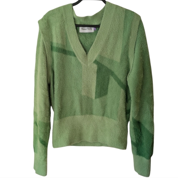 House Of Sunny Green‎ Suburban Knit Detachable Sleeve Convertible Sweater Size 8 - Picture 3 of 10
